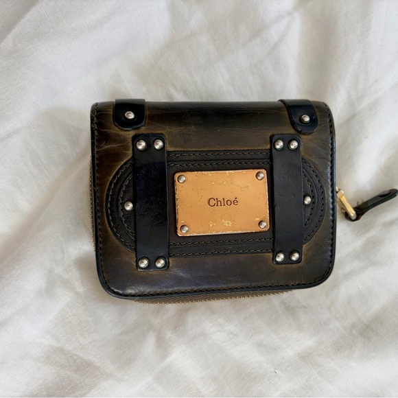 Vintage Chloé Olive Green Leather Wallet - Picture 1 of 4